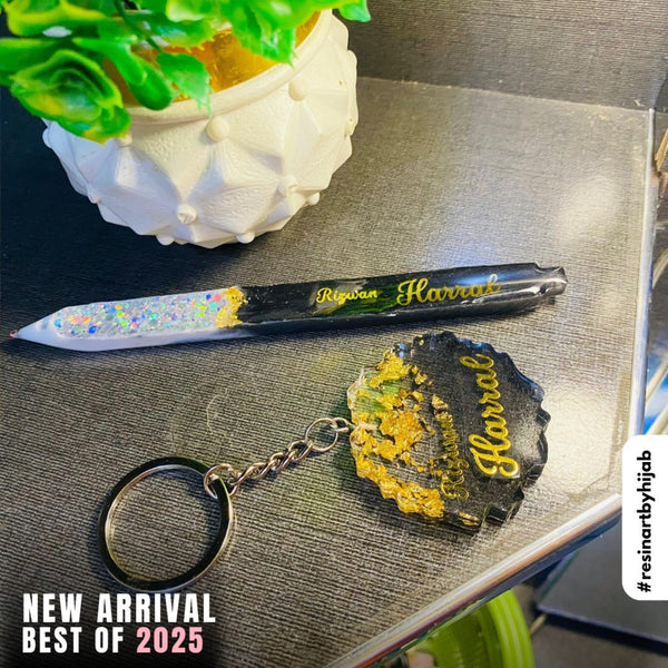 Name key chain with pencil